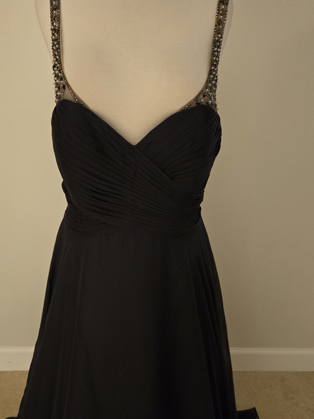 Alyce Paris Black Beaded-Strap Maxi Gown - Picture 2 of 12
